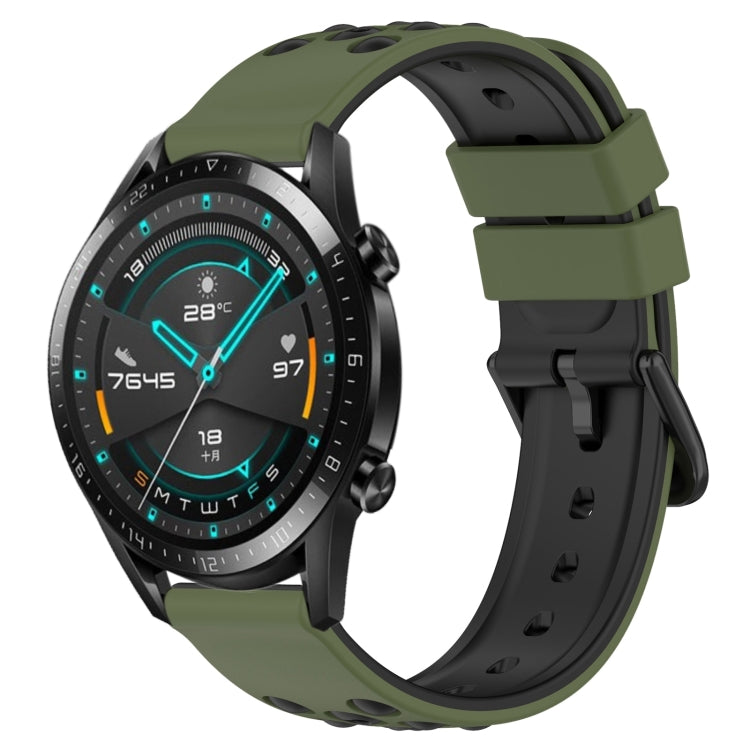 For Huawei GT2 46mm 22mm Two-Color Porous Silicone Watch Band