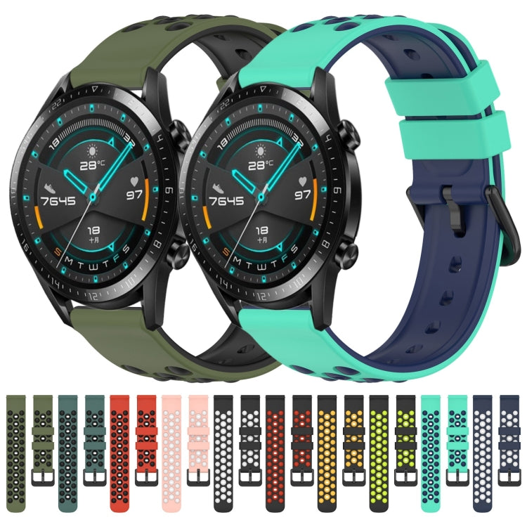 For Huawei GT2 46mm 22mm Two-Color Porous Silicone Watch Band