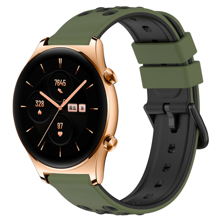 For Honor Watch GS 3 22mm Two-Color Porous Silicone Watch Band
