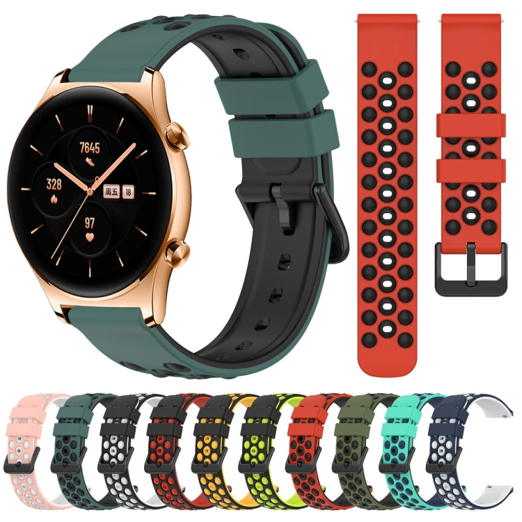 For Honor Watch GS 3 22mm Two-Color Porous Silicone Watch Band