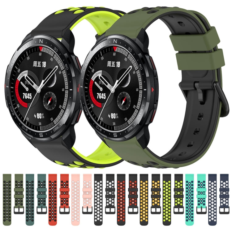 For Honor Watch GS Pro 22mm Two-Color Porous Silicone Watch Band