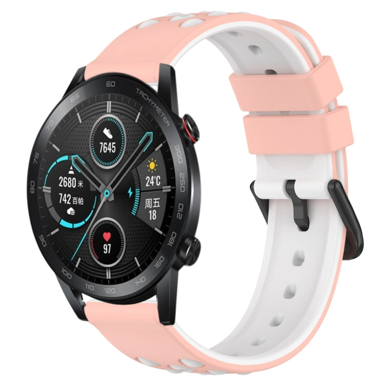 For Honor Magic Watch 2 46mm 22mm Two-Color Porous Silicone Watch Band