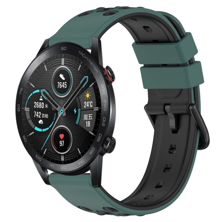 For Honor Magic Watch 2 46mm 22mm Two-Color Porous Silicone Watch Band