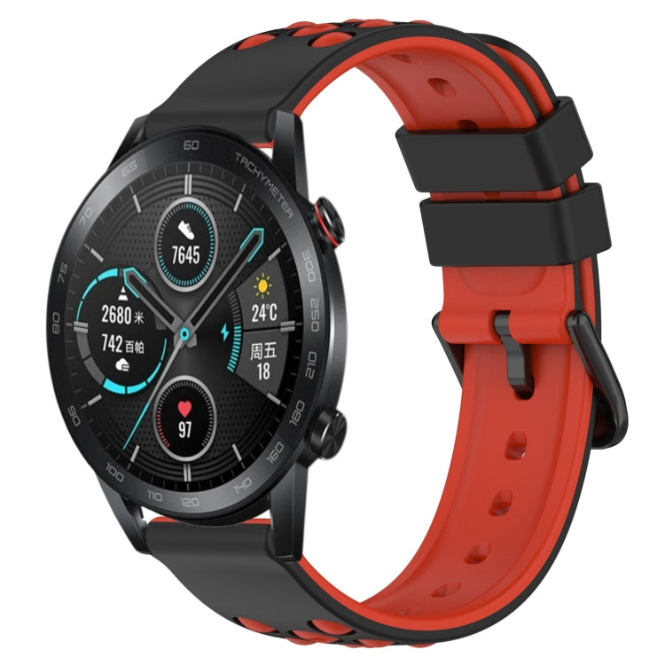 For Honor Magic Watch 2 46mm 22mm Two-Color Porous Silicone Watch Band