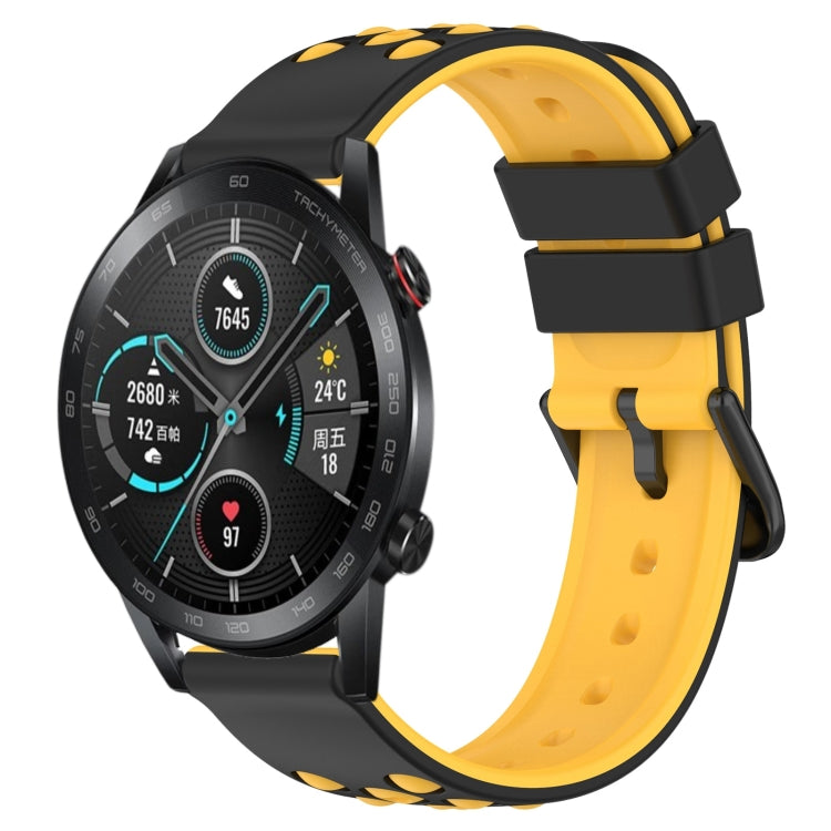 For Honor Magic Watch 2 46mm 22mm Two-Color Porous Silicone Watch Band