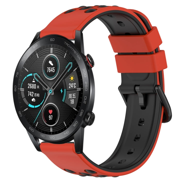For Honor Magic Watch 2 46mm 22mm Two-Color Porous Silicone Watch Band