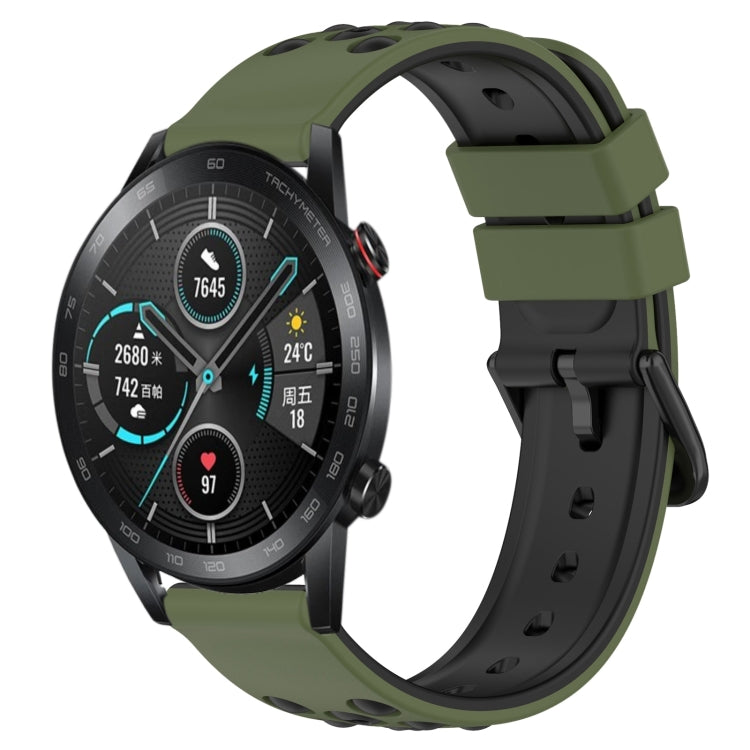 For Honor Magic Watch 2 46mm 22mm Two-Color Porous Silicone Watch Band