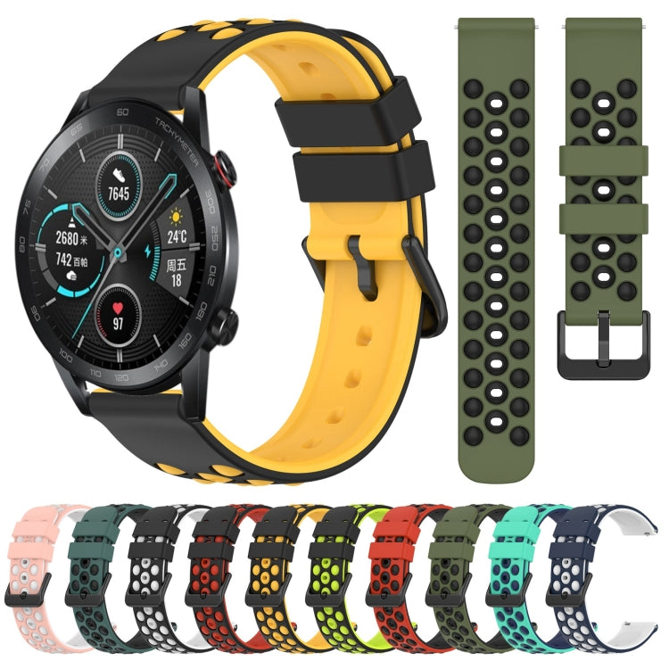 For Honor Magic Watch 2 46mm 22mm Two-Color Porous Silicone Watch Band