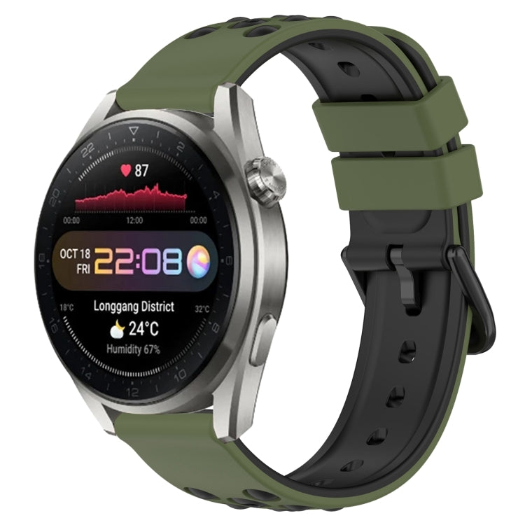 For Huawei Watch 3 Pro New 22mm Two-Color Porous Silicone Watch Band