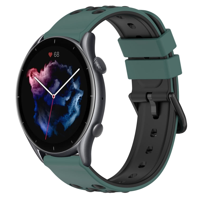 For Amazfit GTR 3 22mm Two-Color Porous Silicone Watch Band