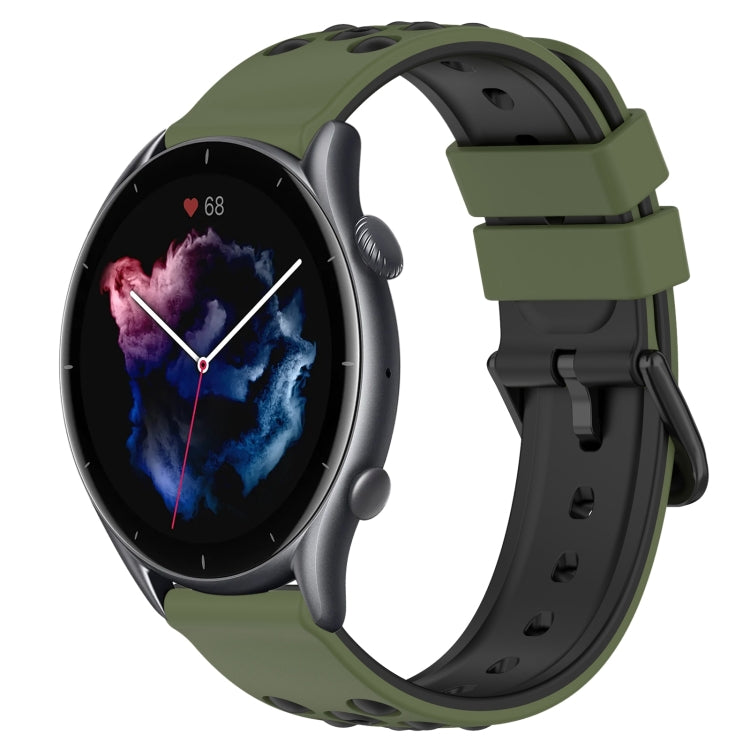 For Amazfit GTR 3 22mm Two-Color Porous Silicone Watch Band