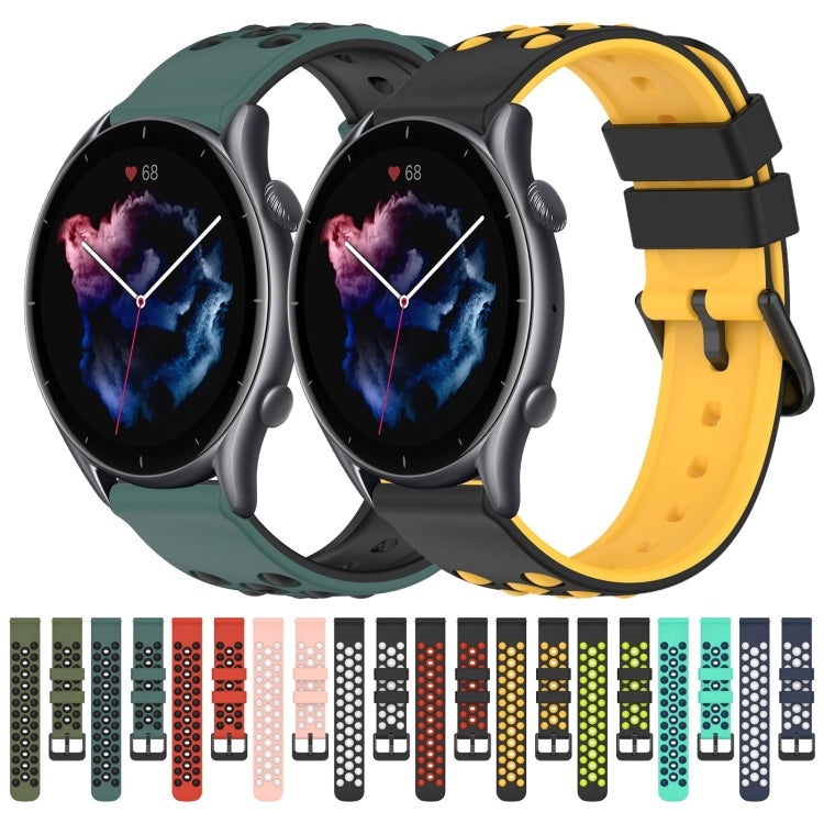 For Amazfit GTR 3 22mm Two-Color Porous Silicone Watch Band