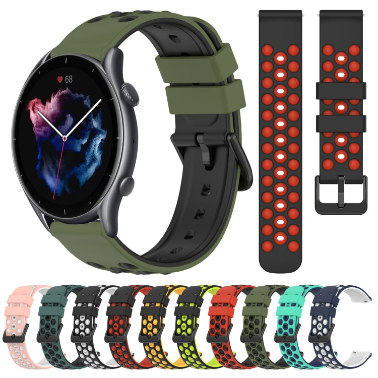 For Amazfit GTR 3 Pro 22mm Two-Color Porous Silicone Watch Band