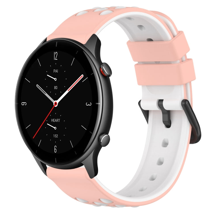 For Amazfit GTR 2e 22mm Two-Color Porous Silicone Watch Band