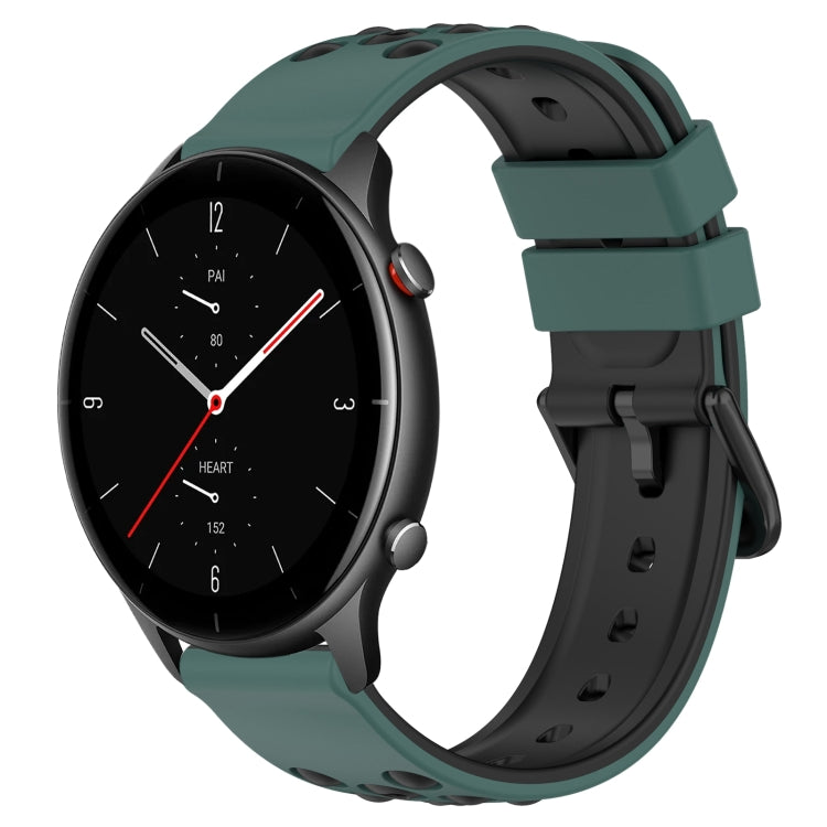 For Amazfit GTR 2e 22mm Two-Color Porous Silicone Watch Band
