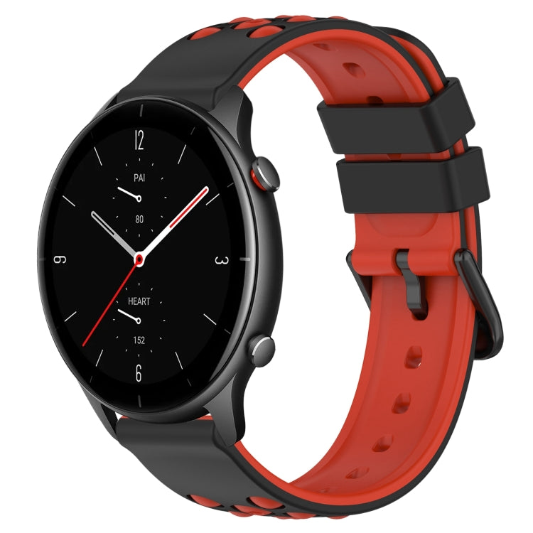 For Amazfit GTR 2e 22mm Two-Color Porous Silicone Watch Band