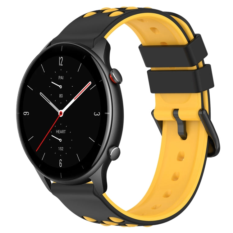 For Amazfit GTR 2e 22mm Two-Color Porous Silicone Watch Band