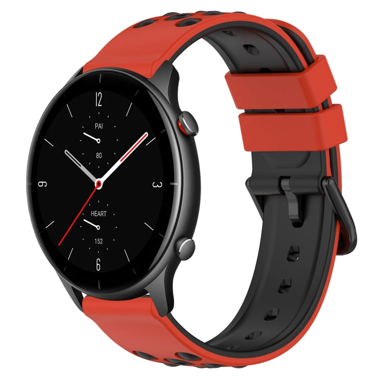 For Amazfit GTR 2e 22mm Two-Color Porous Silicone Watch Band