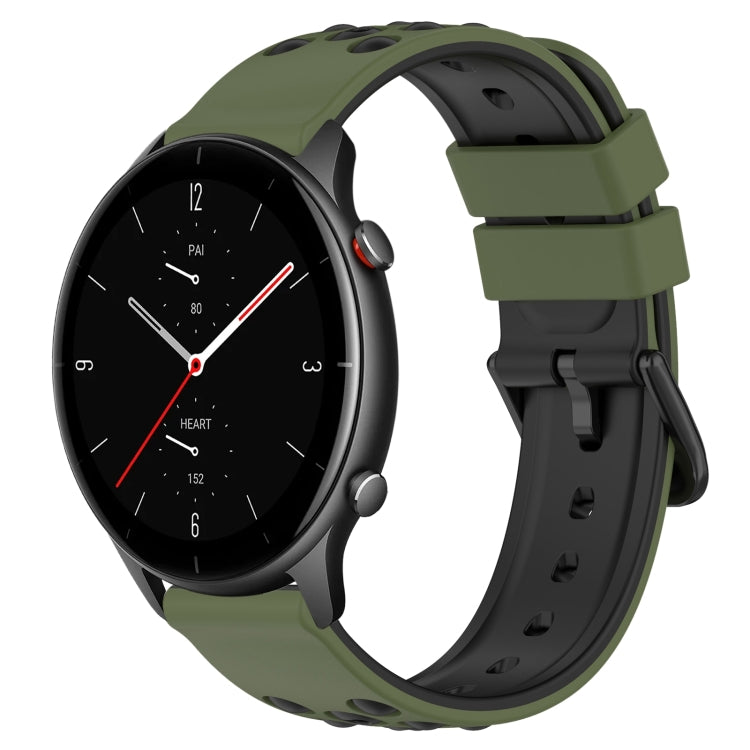 For Amazfit GTR 2e 22mm Two-Color Porous Silicone Watch Band