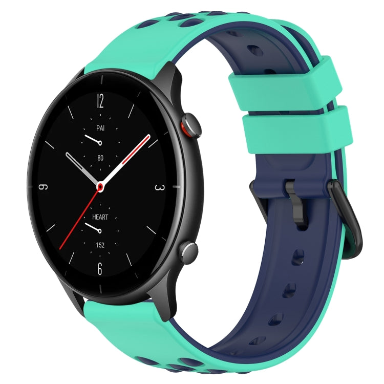 For Amazfit GTR 2e 22mm Two-Color Porous Silicone Watch Band
