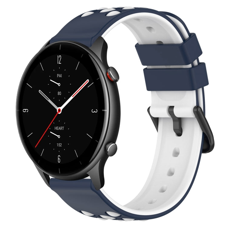 For Amazfit GTR 2e 22mm Two-Color Porous Silicone Watch Band