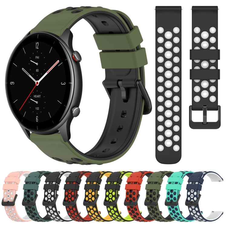 For Amazfit GTR 2e 22mm Two-Color Porous Silicone Watch Band
