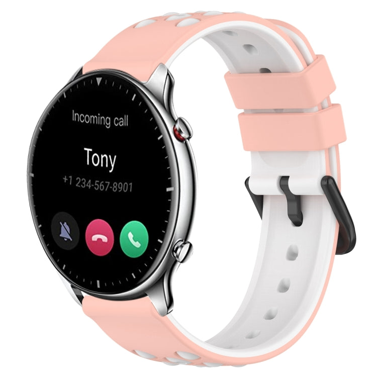 For Amazfit GTR 2 22mm Two-Color Porous Silicone Watch Band