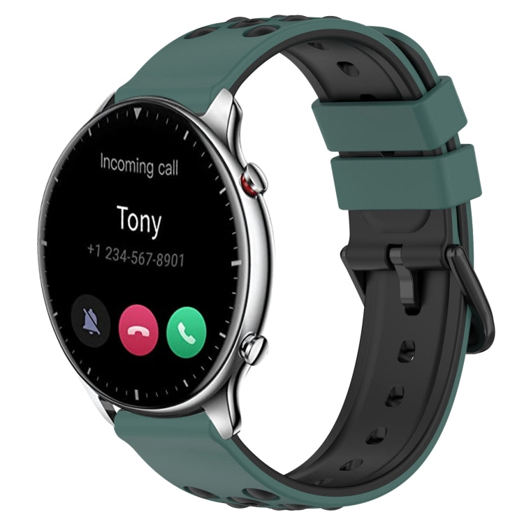For Amazfit GTR 2 22mm Two-Color Porous Silicone Watch Band