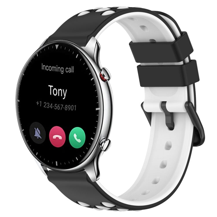 For Amazfit GTR 2 22mm Two-Color Porous Silicone Watch Band