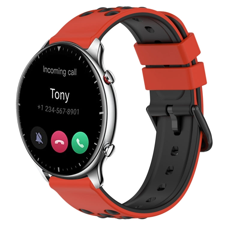 For Amazfit GTR 2 22mm Two-Color Porous Silicone Watch Band