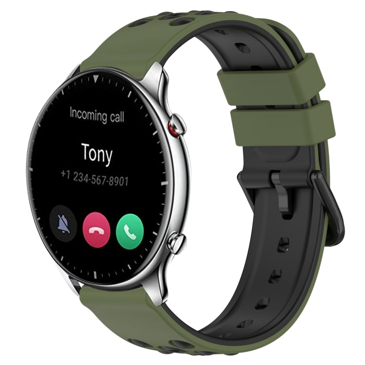 For Amazfit GTR 2 22mm Two-Color Porous Silicone Watch Band
