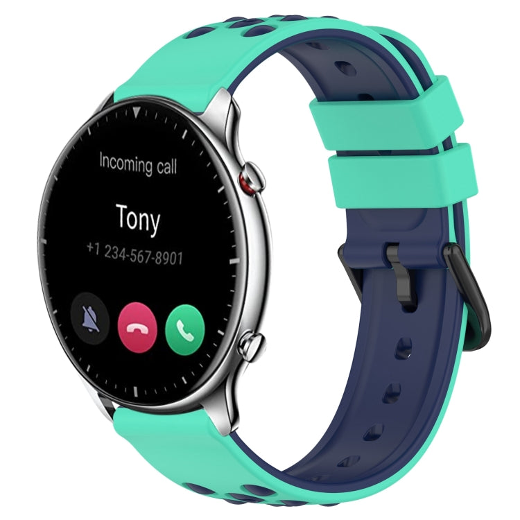 For Amazfit GTR 2 22mm Two-Color Porous Silicone Watch Band