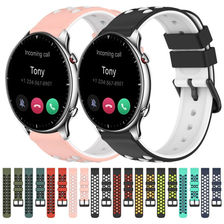 For Amazfit GTR 2 22mm Two-Color Porous Silicone Watch Band