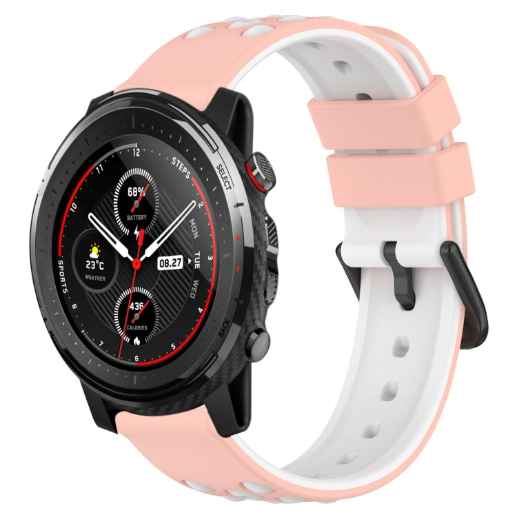 For Amazfit 3 22mm Two-Color Porous Silicone Watch Band