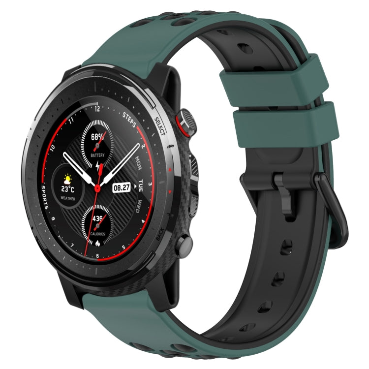 For Amazfit 3 22mm Two-Color Porous Silicone Watch Band