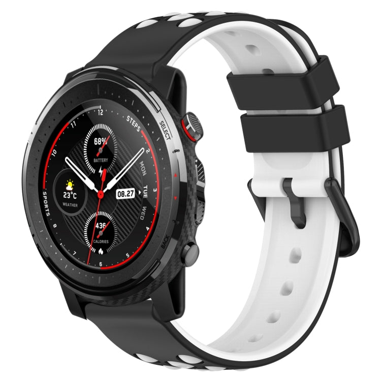 For Amazfit 3 22mm Two-Color Porous Silicone Watch Band
