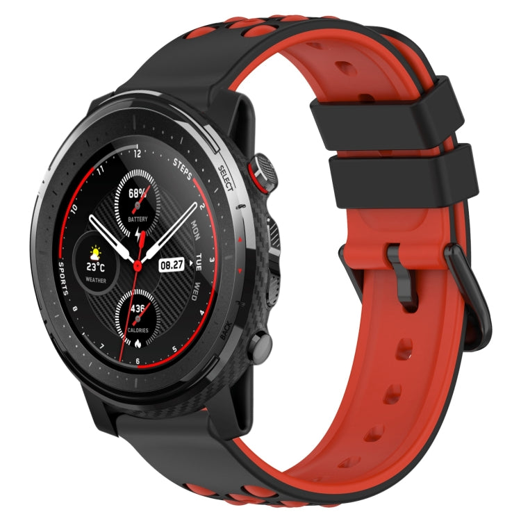 For Amazfit 3 22mm Two-Color Porous Silicone Watch Band