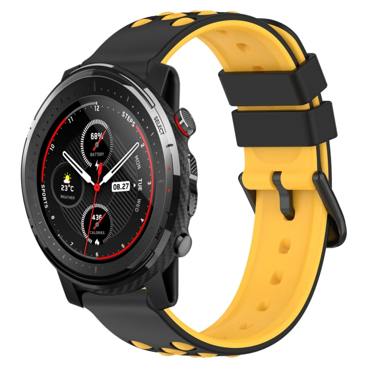 For Amazfit 3 22mm Two-Color Porous Silicone Watch Band