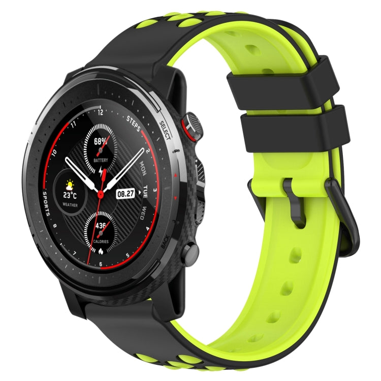 For Amazfit 3 22mm Two-Color Porous Silicone Watch Band