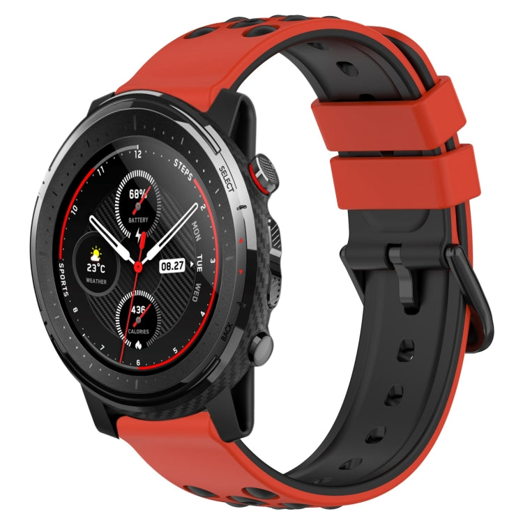 For Amazfit 3 22mm Two-Color Porous Silicone Watch Band