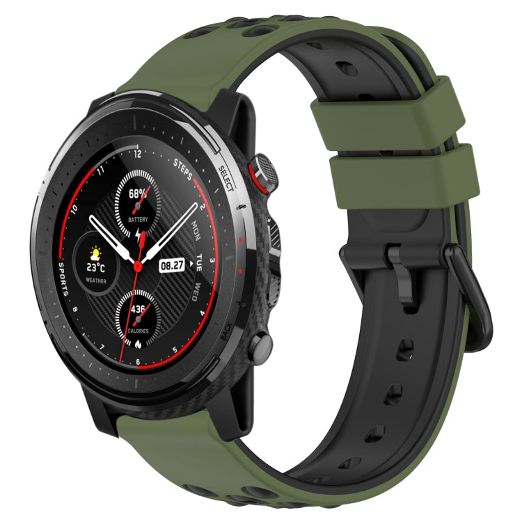 For Amazfit 3 22mm Two-Color Porous Silicone Watch Band