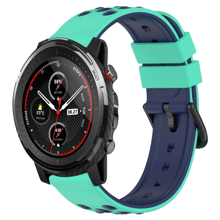 For Amazfit 3 22mm Two-Color Porous Silicone Watch Band