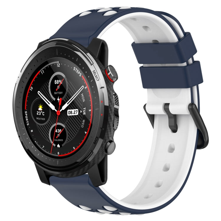 For Amazfit 3 22mm Two-Color Porous Silicone Watch Band