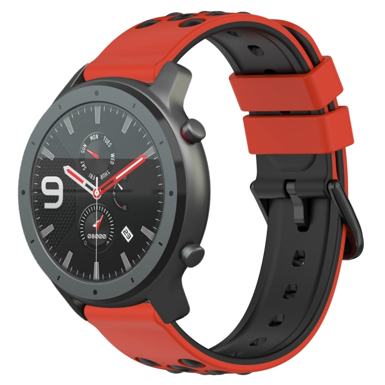 For Amazfit GTR 47mm 22mm Two-Color Porous Silicone Watch Band