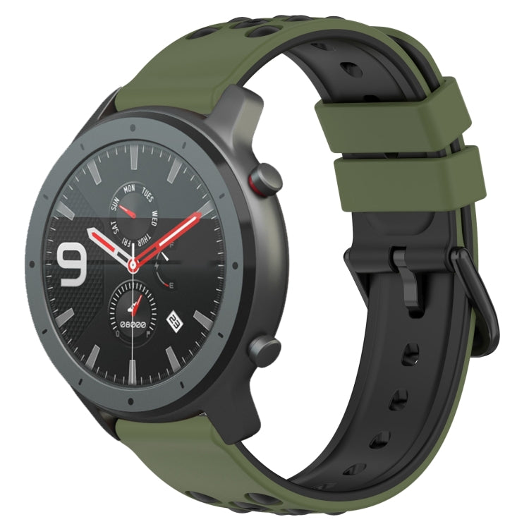 For Amazfit GTR 47mm 22mm Two-Color Porous Silicone Watch Band