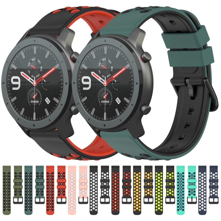 For Amazfit GTR 47mm 22mm Two-Color Porous Silicone Watch Band