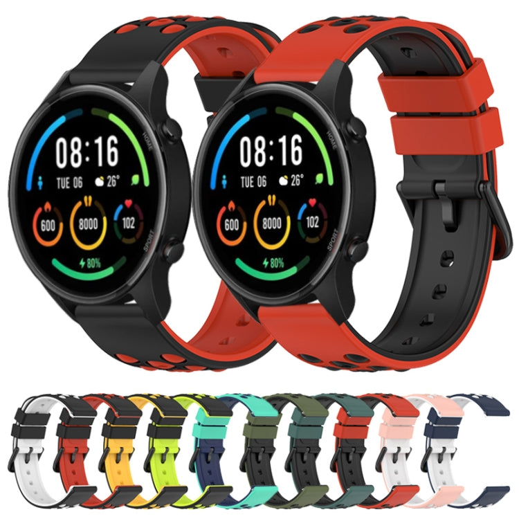 For Xiaomi MI Watch Color 2 22mm Two-Color Porous Silicone Watch Band