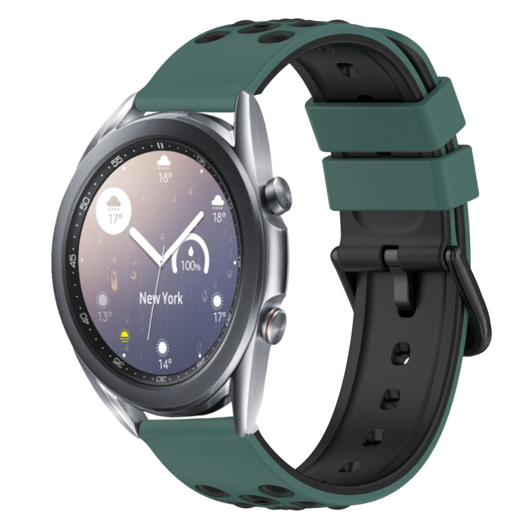 For Samsung Galaxy Watch3 45mm 22mm Two-Color Porous Silicone Watch Band