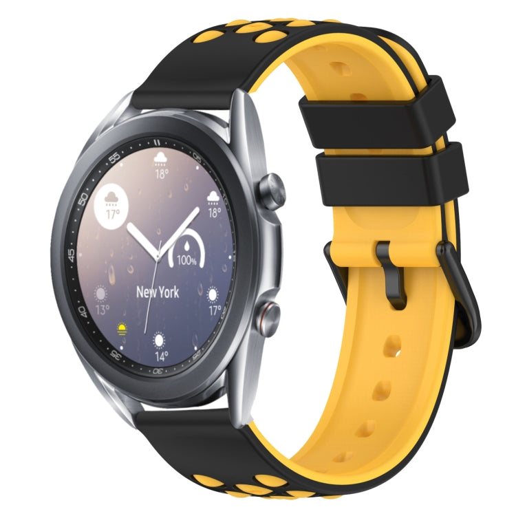 For Samsung Galaxy Watch3 45mm 22mm Two-Color Porous Silicone Watch Band