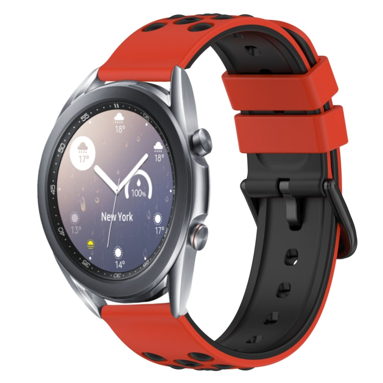 For Samsung Galaxy Watch3 45mm 22mm Two-Color Porous Silicone Watch Band